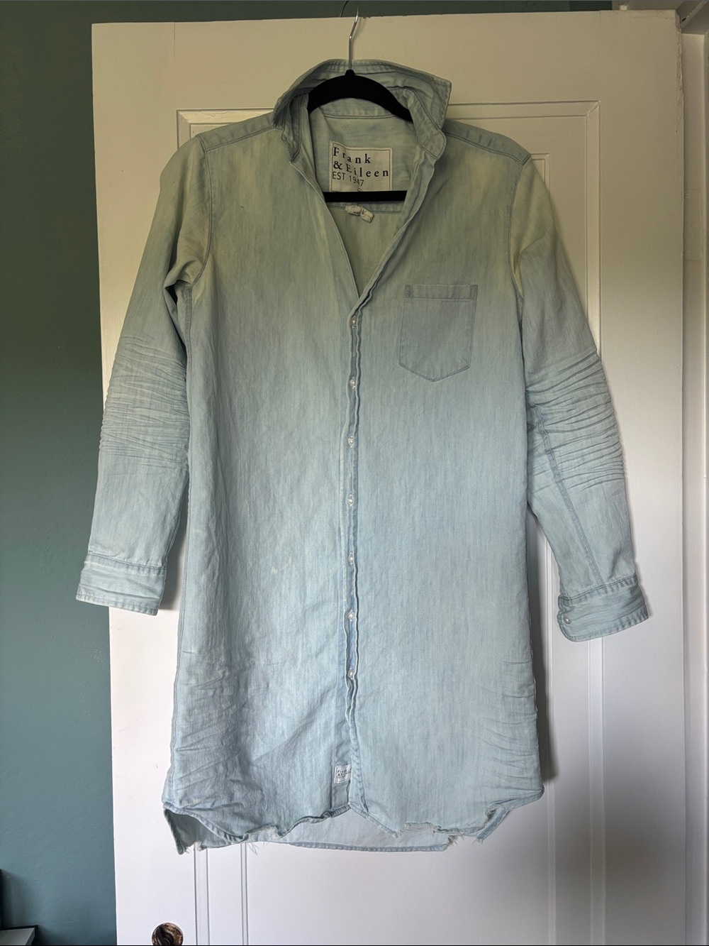 Frank & Eileen Pale Blue Denim Button-Down Shirt Dress